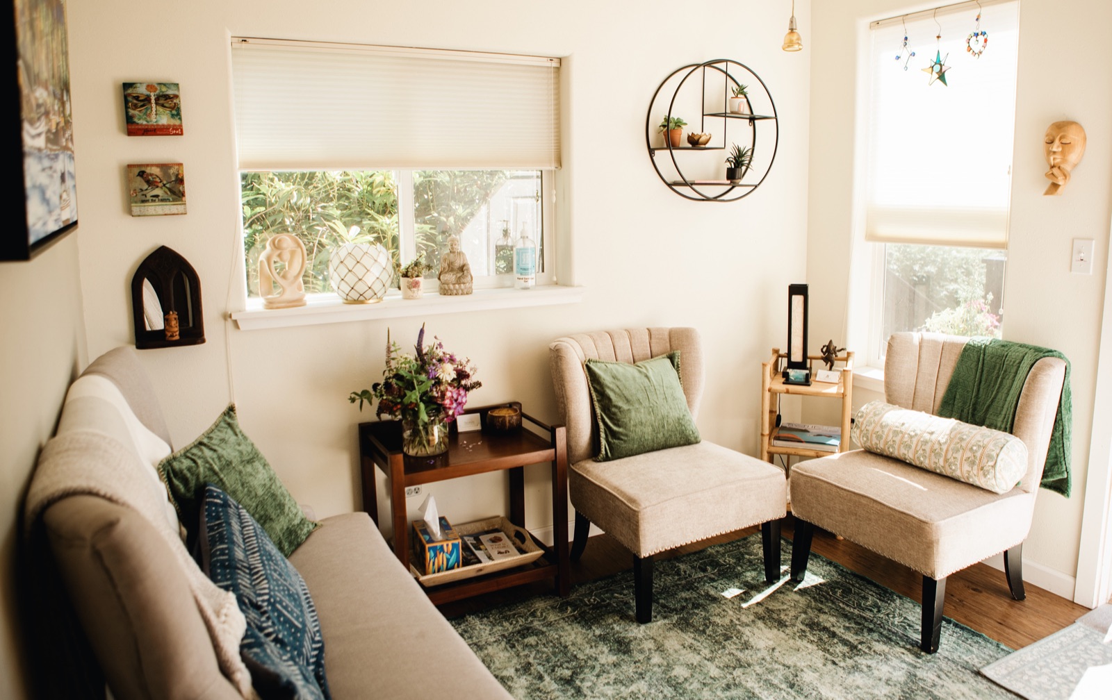 Warm, welcoming seating area at Awaken Women's Health in Gig Harbor